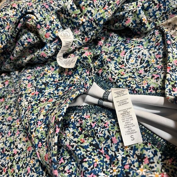 Sage Collective Set Sport Bra Biker Short Floral Blue Static Ditsy NWT Small - Picture 12 of 13